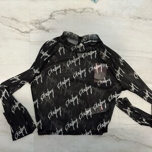 Misguided playboy mesh see through top xs